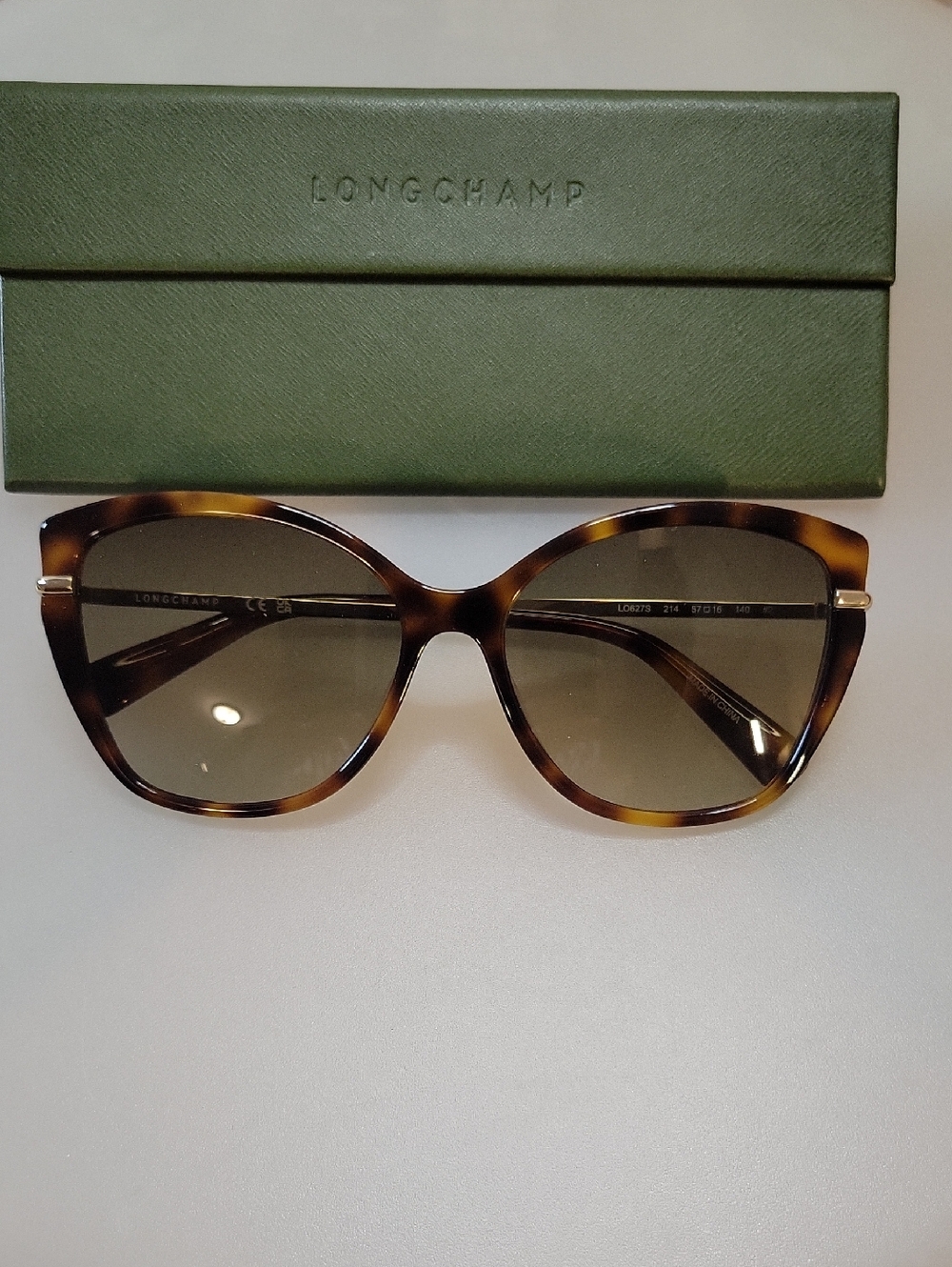 Longchamp Tortoiseshell Cat-Eye Sunglasses with Brown Lenses